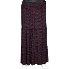 Hesna Kadın Nursel Lastikli 3 Kat Fuşya Buhar Desen Siyah Etek