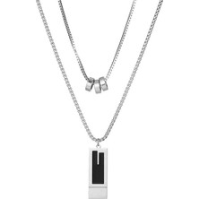 Chavin Çelik Gri 2 Kolyeli 2 Zincirli Bayan Kolye EU46BY