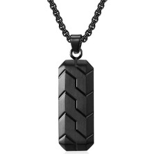 Chavin Çelik Siyah Lastik Desen Hip-Hop Retro Erkek Kolye EU47SY