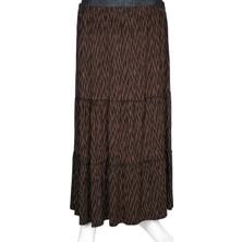 Hesna Kadın Nursel Lastikli 3 Kat Taba Buhar Desen Siyah Etek