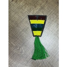 Gönülden Tasarım 7x6 cm Ütü Ile Yapışan Püsküllü Payetli V Harfi Arma Aplike Dikiş