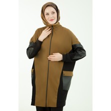 Armine Trend Spor Takım Fermuarlı Cep Detaylı Deri Garnili Tunik ve Pantolonlu Ikili Takım-Fıstık Yeşil 23KT634