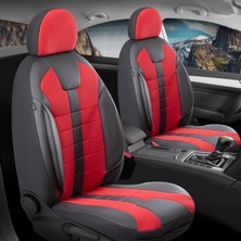 Fresh Start Renault Megane 3 Uyumlu Lüx Deri Detaylı Oto Koltuk Kılıfı Ön Arka Takım Vista Serisi Siyah Kırmızı Fs