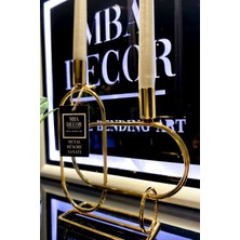 MBA Decor Metal Bending Art Ikili Gold Dekoratif Mumluk Şamdan Hediyelik Dekorasyon Metal Paslanmaz Dolu Demir 28 cm Mahzen