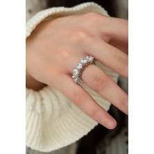 Sunshine Swarovski 5 Taşlı 925 Ayar Rodyum Kaplamalı Gümüş Yüzük