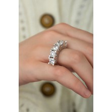 Sunshine Swarovski 5 Taşlı 925 Ayar Rodyum Kaplamalı Gümüş Yüzük
