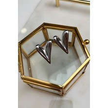 Modex Düz Plaka Kalp Küpe (Ölçü:3 Cm)