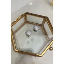 Modex Prinç Zirkon Taşlı Minimal Top Küpe