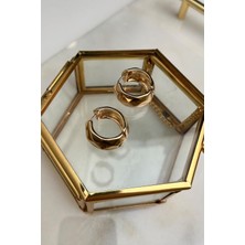 Modex Üçgen Detaylı Plaka Halka Küpe(Iç Çapı:1,5 Cm)