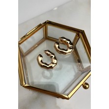 Modex Kıvrımlı Oval Plaka Halka Küpe (Iç Çapı:1 Cm)