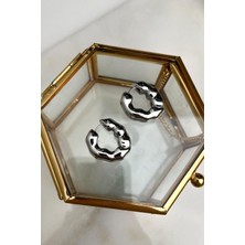 Modex Kıvrımlı Oval Plaka Halka Küpe (Iç Çapı:1 Cm)