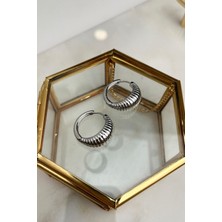 Modex Tırtıklı Oval Halka Küpe (Iç Çapı:2cm)