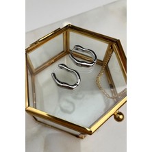 Modex Kıvrımlı Oval Plaka Halka Küpe(Iç Çapı:1cm)