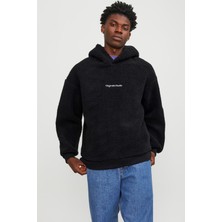 Feminist Siyah Jack Jones Original Studio Nakışlı Kapüşonlu Peluş Sweatshirt 77724K12249364.01