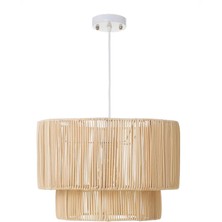 Elzey Home Rattan Dekoratif Sarkıt Avize 40X26 cm Naturel