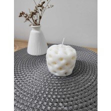 M&C Concept Yuvarlak Puf Desen Kokulu Soya Mum - Krem