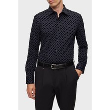 Boss Flok Baskılı Monogramlı Slim Fit Gömlek Erkek Gömlek 50502906 001