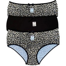 Miss Blue Moon Yüksek Bel Leopar Baskılı Bato Katlanır 3'lü Külot 5000-2