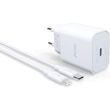 Syrox PD20L Apple iPhone uyumlu Hızlı Şarj Aleti Set Adaptör+Kablo Type-C çıkışlı adaptor ve Type-C-Lightning Kablo yanında.