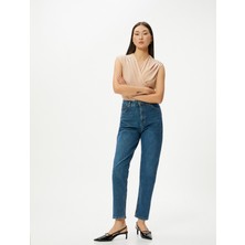 Koton Yüksek Bel Mom Kot Pantolon Esnek Cepli Dar Kalıp Pamuklu Slim Mom Jean