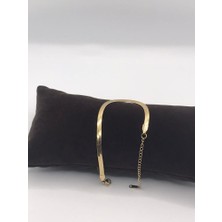 Halikarnas Unisex Kadın Erkek Altın Rengi Ezme Italyan Zincir Bileklik