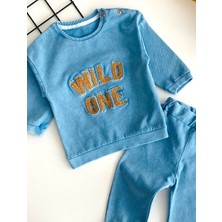 Derin Bebe Neşeli Bebekler Wild One Nakışlı Kot Takım Mavi