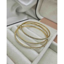 Mavi Deniz Accesories Çelik Bileklik Çelik Ajda Bilezik 3lü Taşlı Bilezik Çelik Bilezik