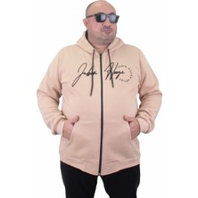 Moc Grande Mocgrande Fermuarlı Kapuşonlu Büyük Beden Sweat Jubin 23221 Bej