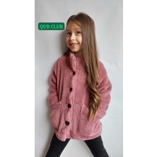 Qub Club Unisex Çocuk Mürdüm Peluş Ceket Kız Çocuklar İçin Rahat ve Şık Tasarım