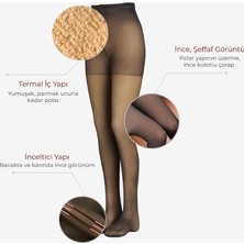 Secret Moda Içi Polar Peluş Siyah Sıcacık Tutan Termal Kadın Peluş Külotlu Çorap