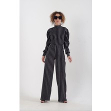 Zelish My Sister Sim Çizgili Bol Paça Pantolon