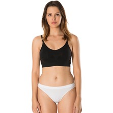 Secret Moda Ayar Askılı Ince Askılı Crop Top Toparlayıcı Pedli Büstiyer Siyah