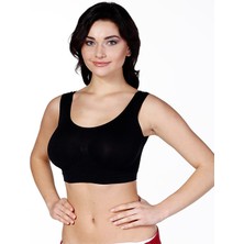 Secret Moda Kalın Askılı Kadın Dikişsiz Büstiyer Korse Siyah