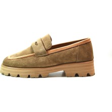 Onlo Ayakkabı LF.201  Deri Taba Kalın Taban Loafer Kadın Ayakkabı