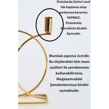 MBA Decor Metal Bending Art Metal Geometrik 3 Lü ( Üçlü ) Gold Şamdan Mumluk Dekoratif Mumluk 23CM Paslanmaz Kaplama Ev Dekorasy