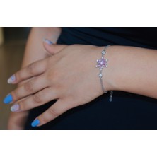 Gökyüzü Silver 925 Ayar Gümüş Pembe Lotus Bileklik