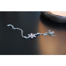 Gökyüzü Silver 925 Ayar Gümüş Pembe Lotus Bileklik