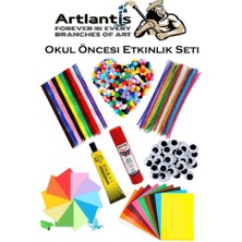 Artlantis Okul Öncesi Etkinlik Seti 1 Paket Şönil Ponpon Oynar Göz Anaokulu ve Kreş Seti Pon Pon Tüylü Tel Oynargöz Elişi Kağıdı