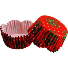 Depposite Cupcake Kalıbı Kırmızı Yeşil Beyaz Puanlı Dalgalı Kek Kalıbı 65X38 mm - 100'LÜ 3.8 cm