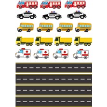 Etiketçi Paşa Trafik Levhaları, Araçlar ve Yollar Çocuk Odası Duvar Sticker Set