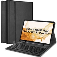 Samsung Galaxy Tab S7 Fe S8 Plus T970/X800/T733/T737/T736 12.4" Inç Klavyeli Tablet Kılıfı S Pen Kalem Bölmeli Kablosu Bluetooth Q