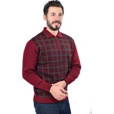 Kamalı Erkek Çelik Örgü Kazayağı Model Gömlek Yaka Fermuarlı Polo Yaka Tüylenmeyen Triko Kışlık Baba Kazak