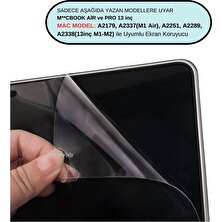 McStorey Macbook Air Pro Ekran Koruyucu 13inç M1-M2 A2251 A2289 A2338 A2179 A2337 Uyumlu AntiScratch