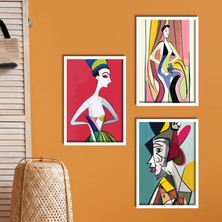 Gaagart 3'lü Ahşap Lamine Çerçeveli Mdf Tablo Pablo Picasso Kübik