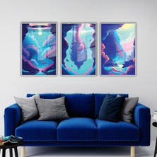 Gaagart 3'lü Metal Çerçeveli Cam Tablo Seti Yapay Zeka Su Altı