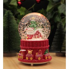 Hediye Biziz Yılbaşı Kar Küresi Noel Işıklı ve Müzikli Christmas Noel Baba ve Kardan Adam