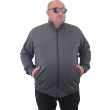 Starbattal Büyük Beden Basic Mevsimlik Fermuarlı Sweatshirt 22750 Antrasıt