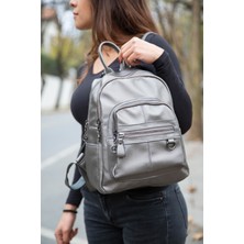 Nas Bag Kadın Sırt Çantası Gri  Yıkamalı