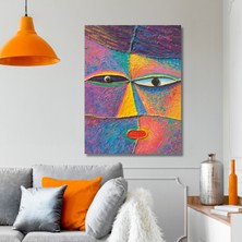 Gaagart Tekli Dikey Kanvas Tablo Kaliteli Renkli Soyut Yüz Tasarımı