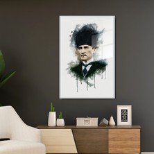 Gaagart Metal Çerçeveli Cam Tablo Kalpaklı Atatürk Portresi